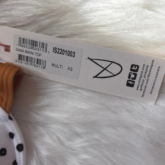 Minkpink NWT Sana Polka Dot Contrast Ruffle Strap Push Up Bikini Top XS - Picture 9 of 9